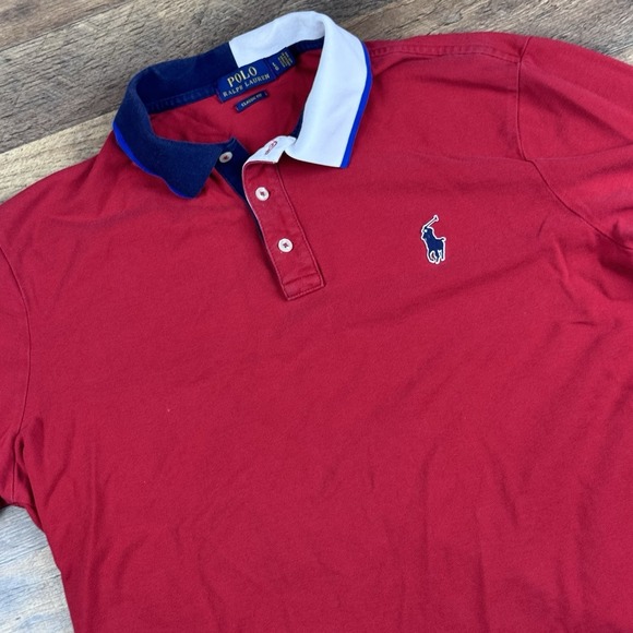 Ralph Lauren Other - Polo Ralph Lauren Big Logo Red Polo Shirt Men's Size L Color block Collar